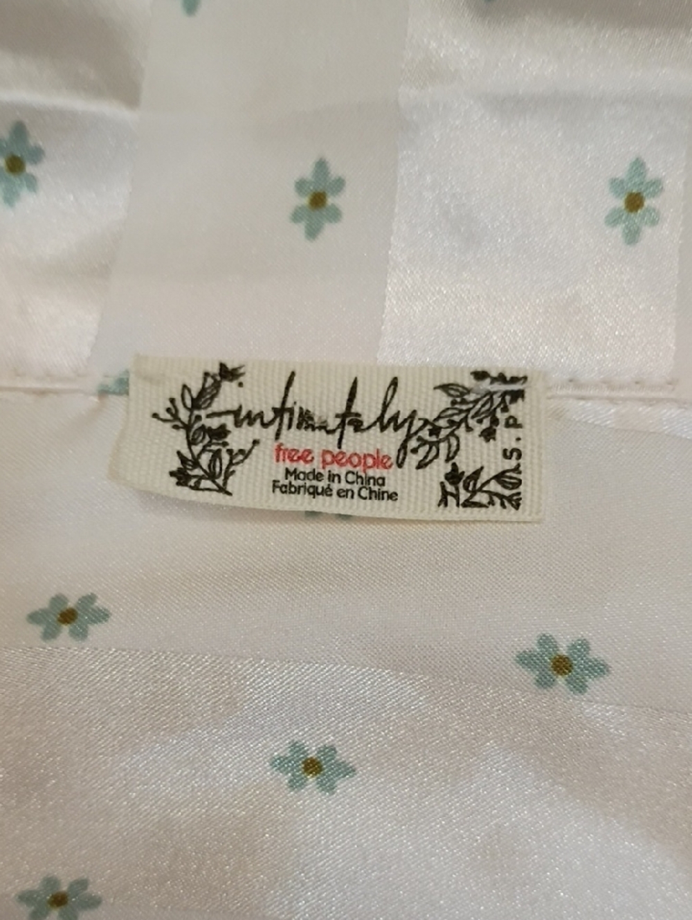 Free People Cream Pajama Set with Teal Trim - Picture 2 of 5
